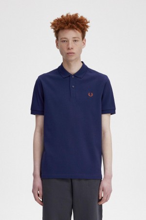 Fred Perry M6000 Piketröja Herr Marinblå Bruna | QSEWA75946