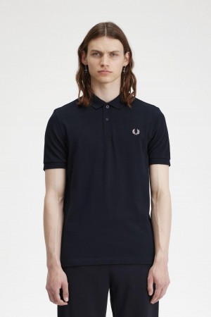 Fred Perry M6000 Piketröja Herr Marinblå Mörkrosa | SEQCS65653