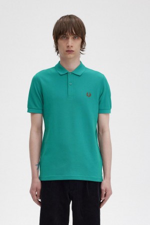 Fred Perry M6000 Piketröja Herr Mörkmintgröna Bruna | TSEPQ81651