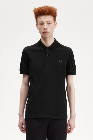 Fred Perry M6000 Piketröja Herr Svarta Gröna | QSEWA40318