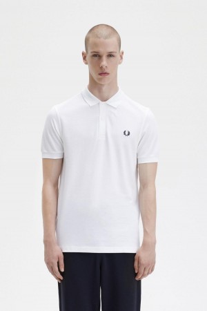 Fred Perry M6000 Piketröja Herr Vita Marinblå | XSEBH32240