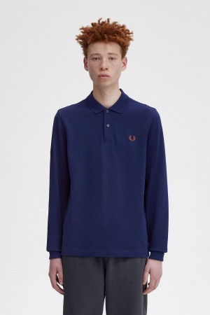 Fred Perry M6006 Piketröja Herr Marinblå Bruna | SEEAH49844