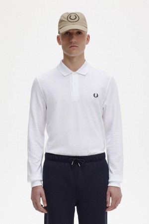 Fred Perry M6006 Piketröja Herr Vita Marinblå | TSEWZ41318