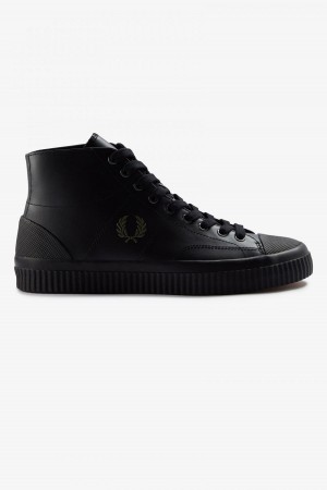 Fred Perry Mid Hughes Skor Dam Svarta Gröna | BSESO79977