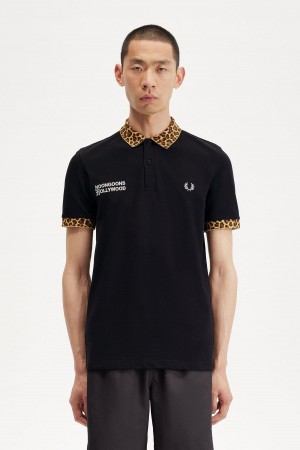 Fred Perry Noongoons Leopard Print Polo Shirt Piketröja Herr Svarta | SEXMI68111