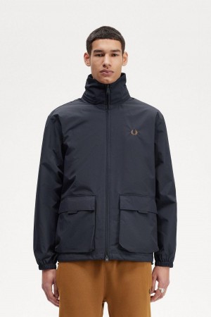 Fred Perry Patch Pocket Zip Through Rockar Herr Marinblå | SEJZR31166