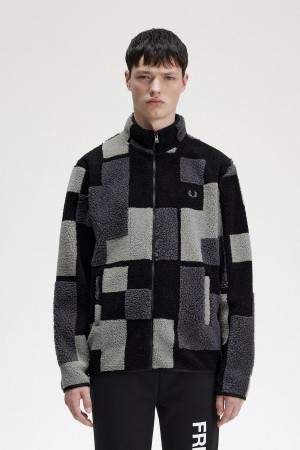 Fred Perry Pixel Borg Fleece Tröjor Herr Svarta | SEEAH80136