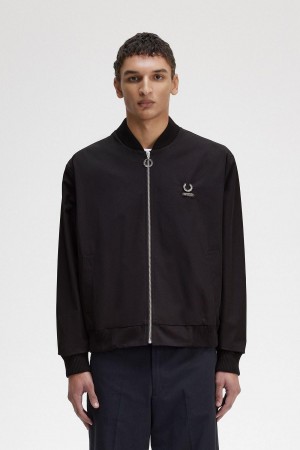 Fred Perry Printed Bomber Rockar Herr Svarta | SEQAV75490