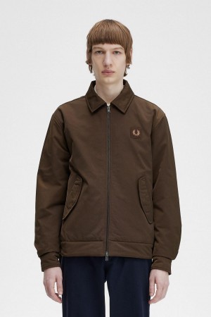 Fred Perry Quiltad Zip Through Rockar Herr Burnt Tobacco | SEQAV77086