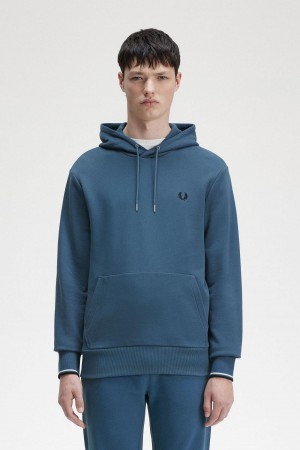 Fred Perry Tipped Hooded Sweatshirt Träningsoverall Herr Blå | ASEDF42696