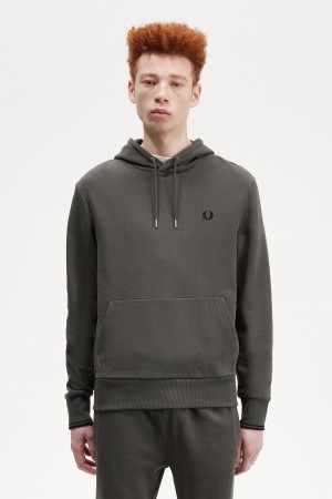 Fred Perry Tipped Hooded Sweatshirt Träningsoverall Herr Gröna | YSEGT59989