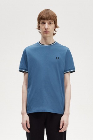 Fred Perry Twin Tipped T-shirt Herr Blå | SEIIZ67427