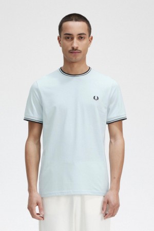 Fred Perry Twin Tipped T-shirt Herr Ljusgröna Svarta | SEDYB46649