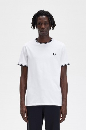 Fred Perry Twin Tipped T-shirt Herr Vita | ESEVG66564