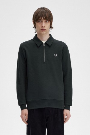 Fred Perry Zip Neck Collar Tröjor Herr Gröna | XSEBH25166