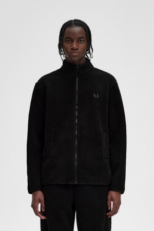 Fred Perry Zip Through Borg Fleece Rockar Herr Svarta | ZSENQ65715