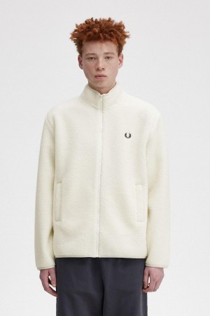 Fred Perry Zip Through Borg Fleece Rockar Herr Ecru | ZSENQ17553