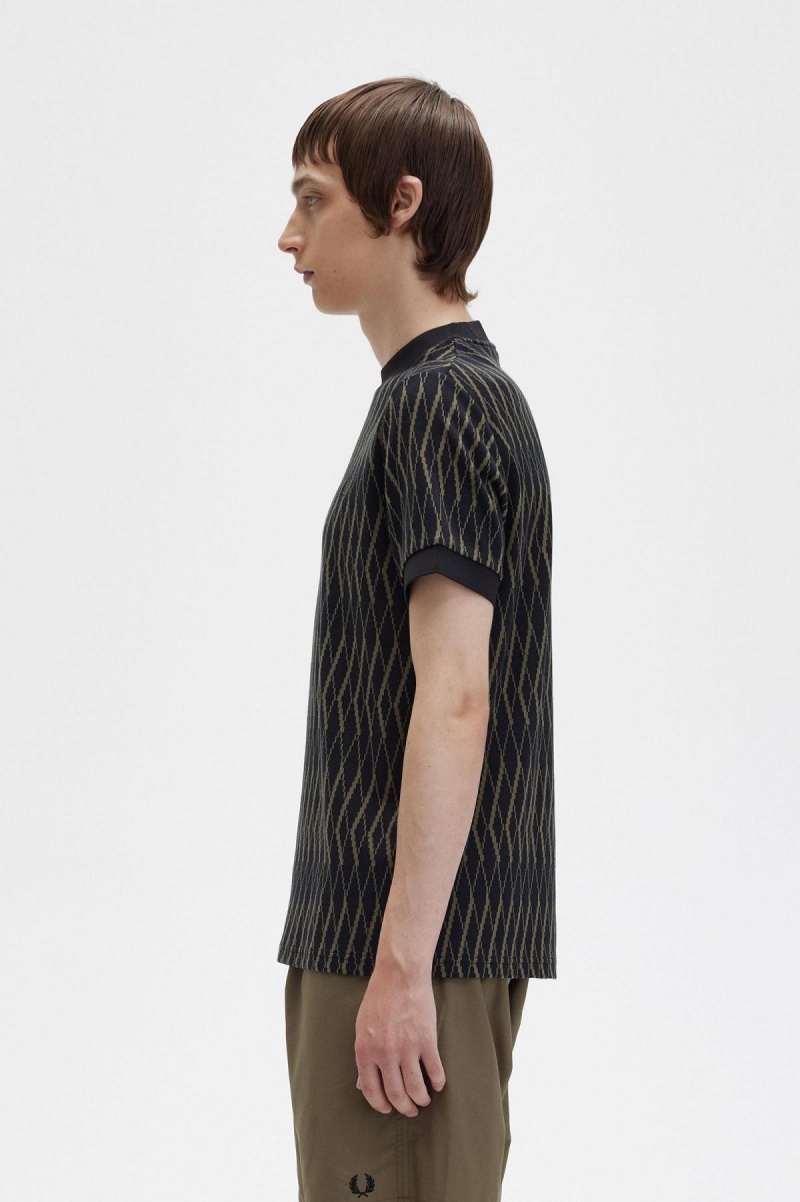 Fred Perry Argyle Jacquard T-shirt Herr Svarta | GSEEC71485