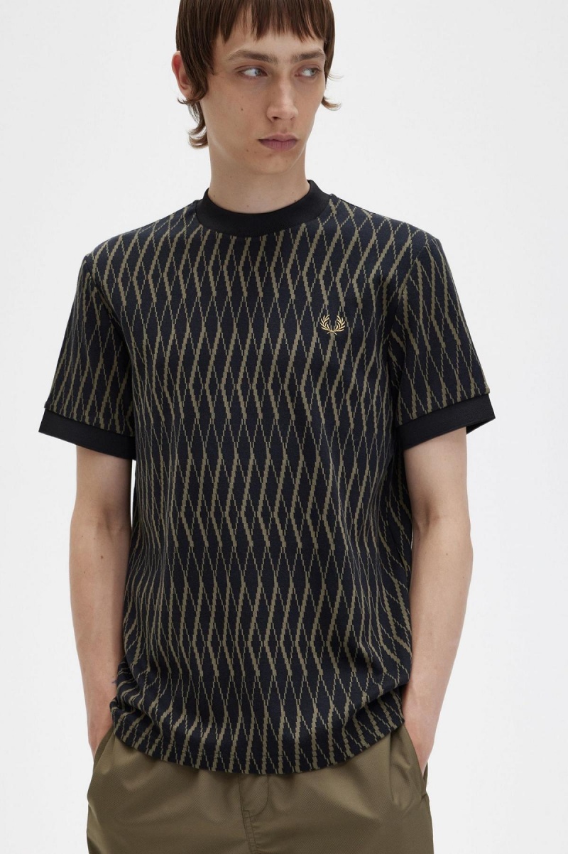 Fred Perry Argyle Jacquard T-shirt Herr Svarta | GSEEC71485