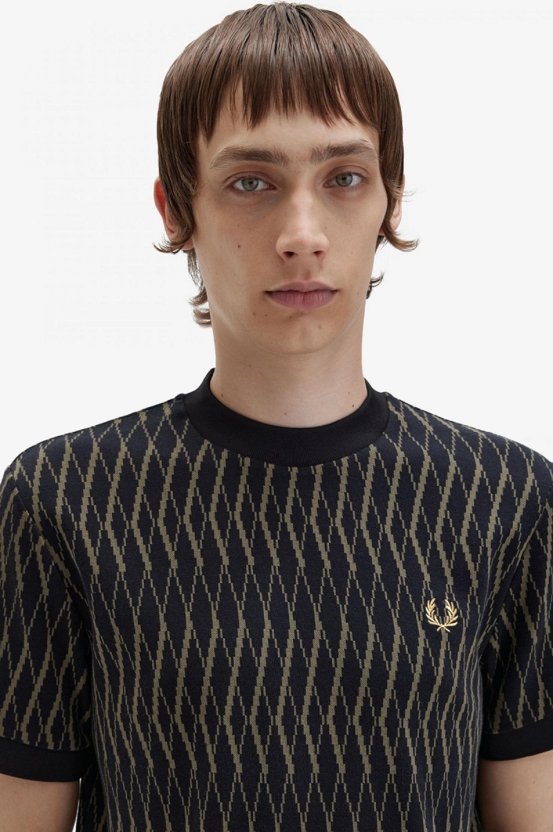 Fred Perry Argyle Jacquard T-shirt Herr Svarta | GSEEC71485