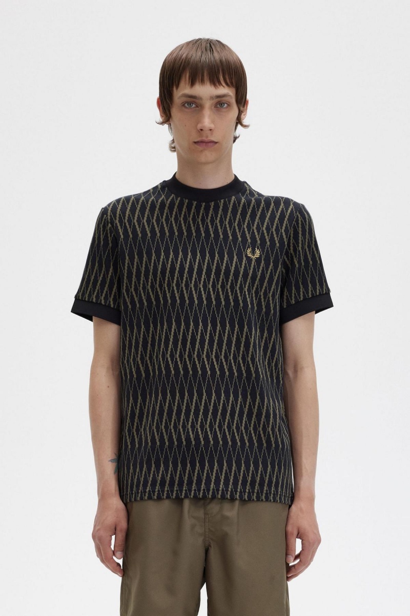 Fred Perry Argyle Jacquard T-shirt Herr Svarta | GSEEC71485