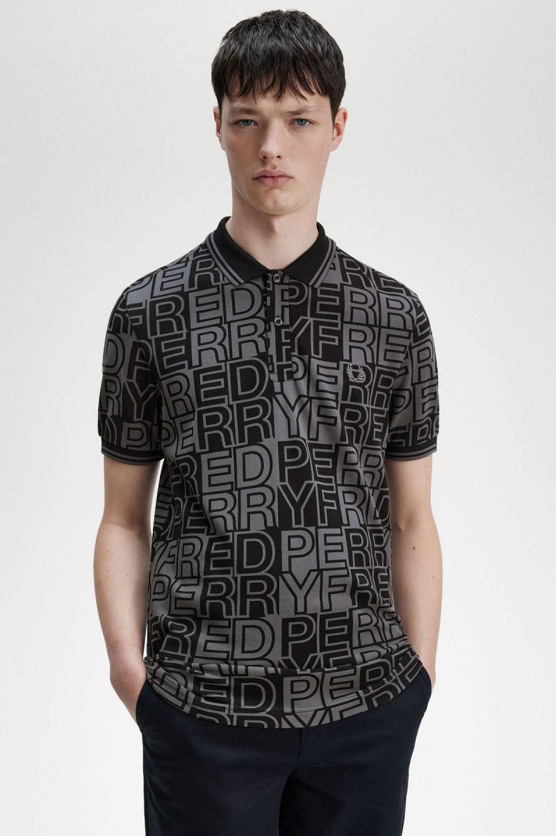 Fred Perry Block Tryck Fred Perry Shirt Piketröja Herr Gunmetal | FSEHY23153