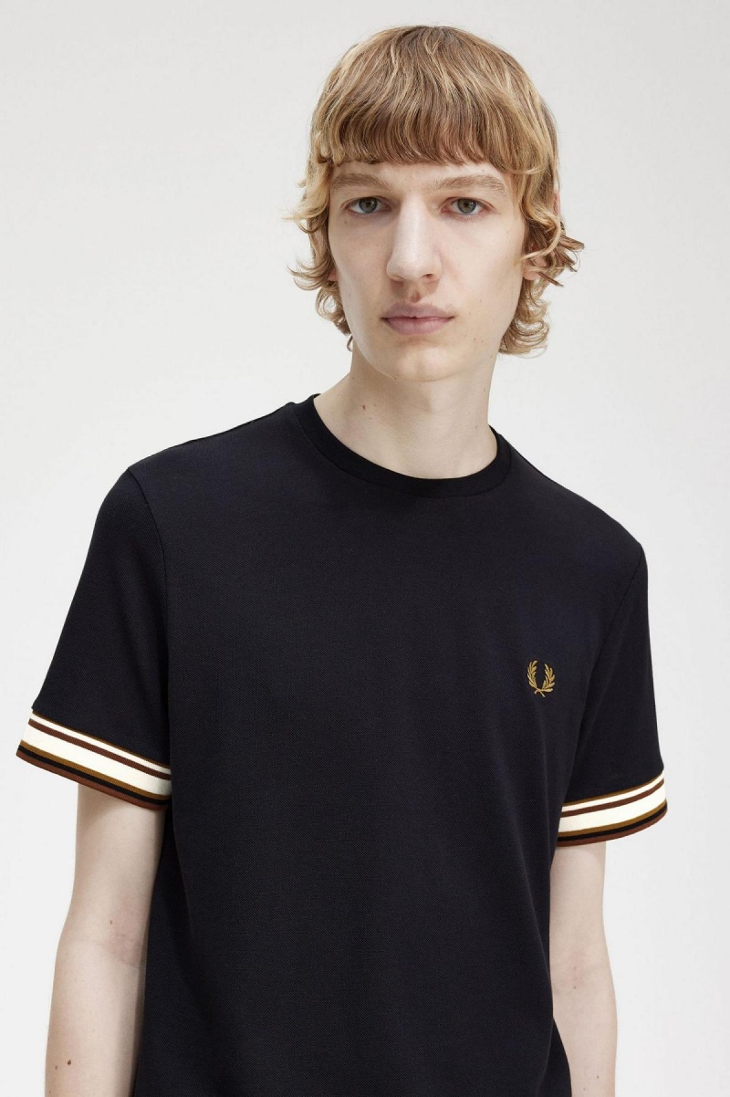 Fred Perry Bold Tipped Piqué T-shirt Herr Svarta | SEDYB11280