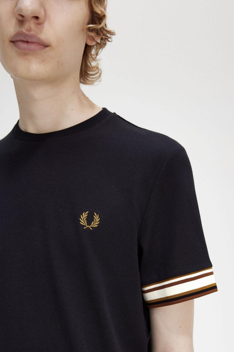 Fred Perry Bold Tipped Piqué T-shirt Herr Svarta | SEDYB11280