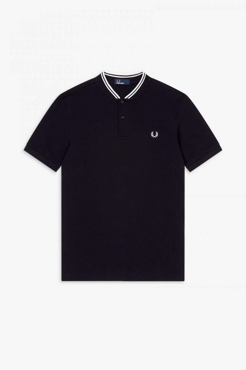 Fred Perry Bomber Collar Polo Shirt Piketröja Herr Svarta | SEJKU12879