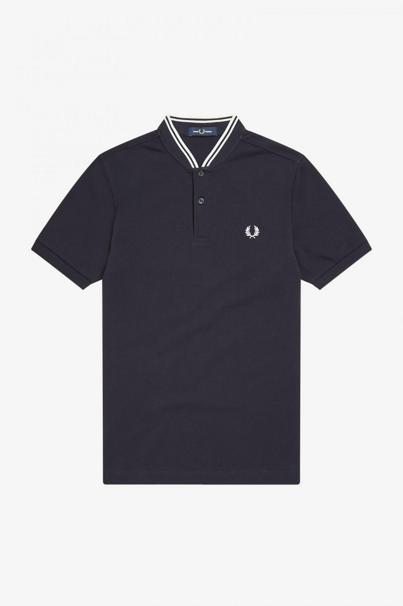 Fred Perry Bomber Collar Polo Shirt Piketröja Herr Marinblå | SECVG23913