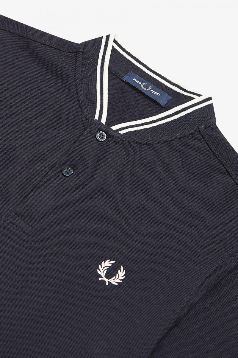 Fred Perry Bomber Collar Polo Shirt Piketröja Herr Marinblå | SECVG23913