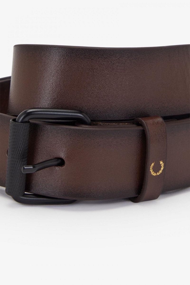 Fred Perry Burnished Läder Bälte Accessories Burnt Tobacco | SECVG16578