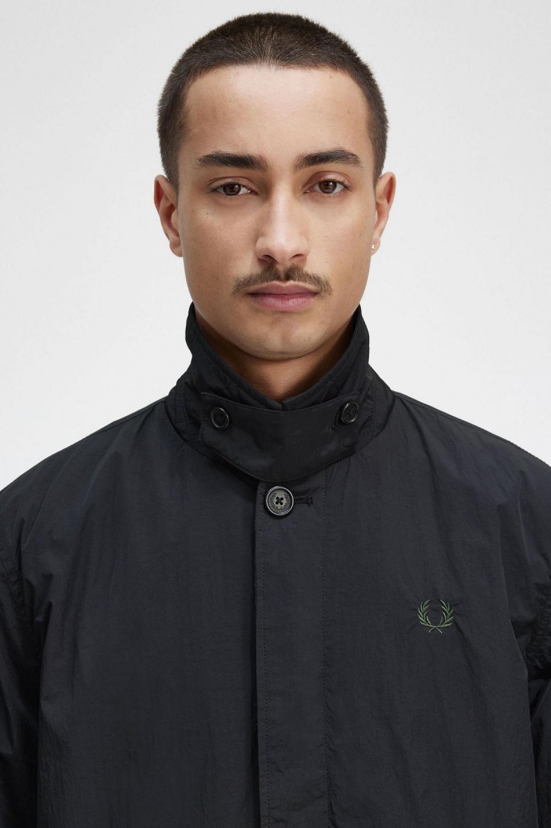 Fred Perry Button Through Mac Rockar Herr Svarta | SEJVR65699