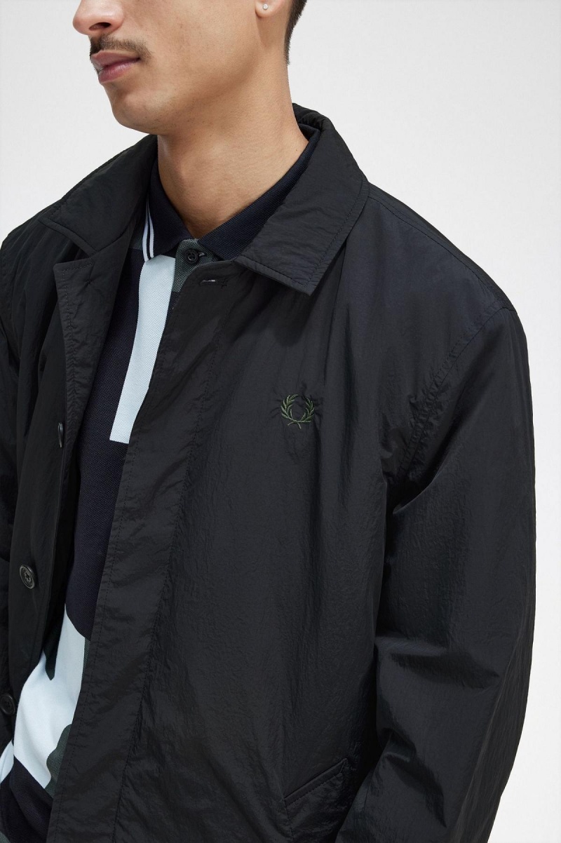 Fred Perry Button Through Mac Rockar Herr Svarta | SEJVR65699