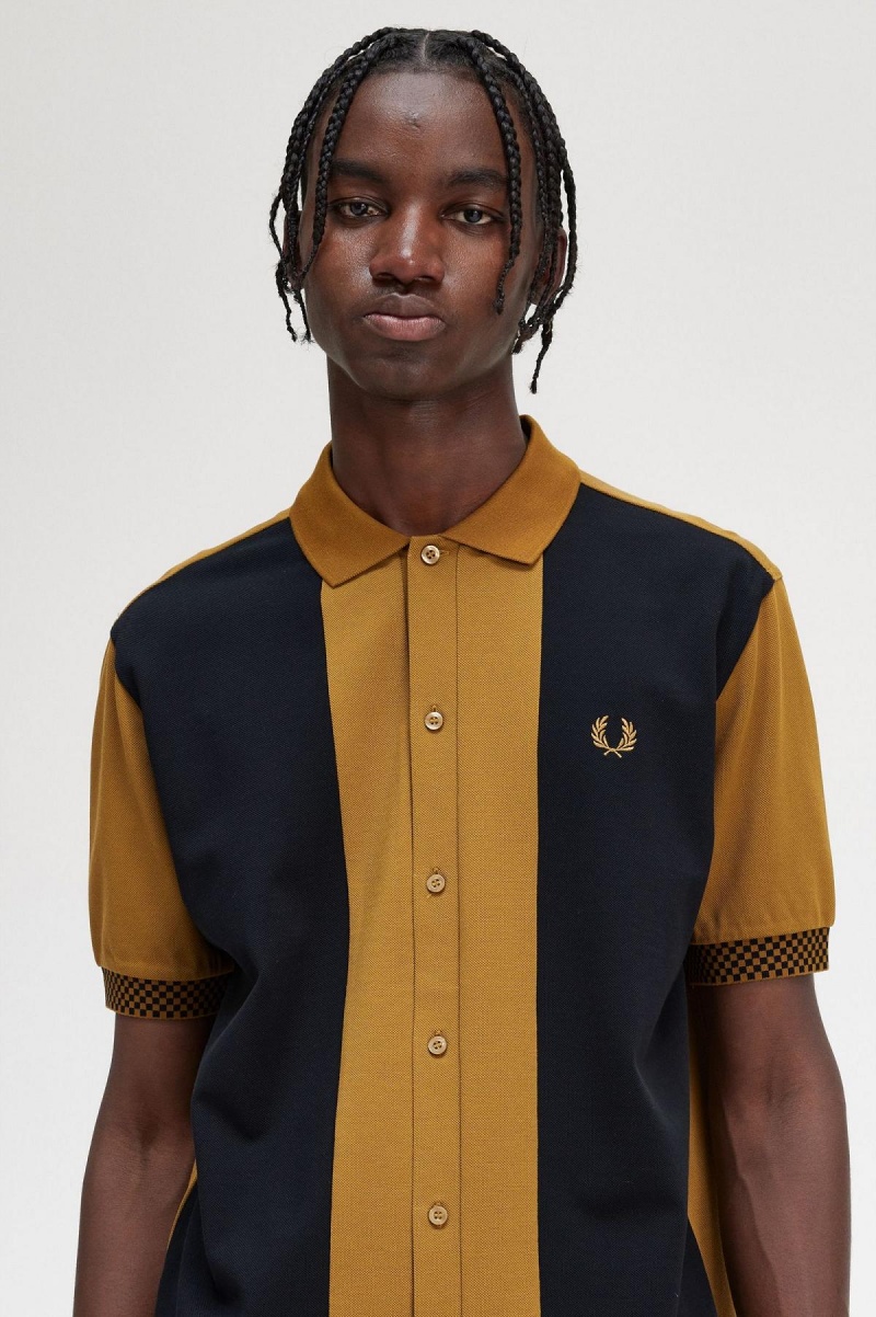 Fred Perry Button Through Polo Shirt Piketröja Herr Mörk | GSEEC94999