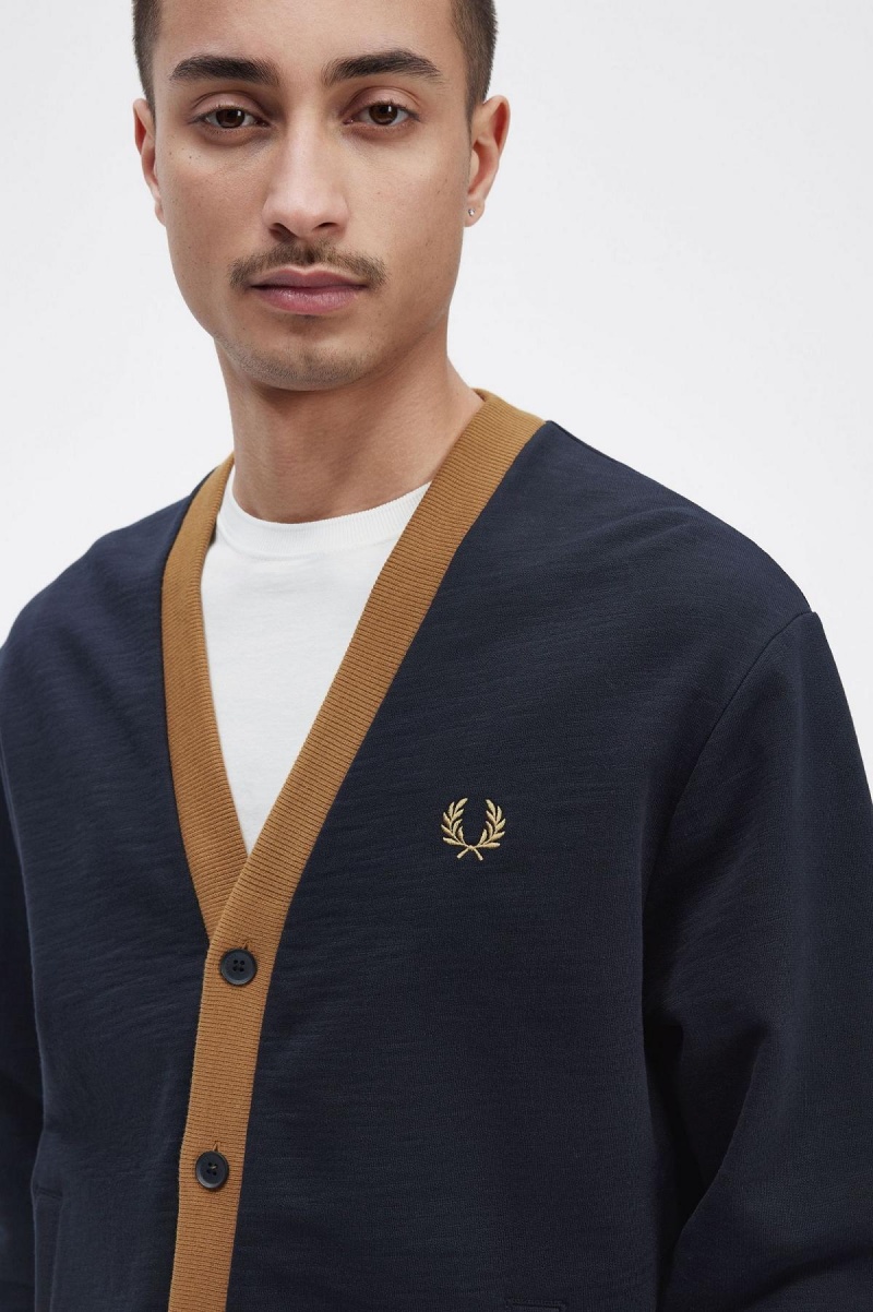 Fred Perry Button Through Tröjor Herr Marinblå | SEJKU10200