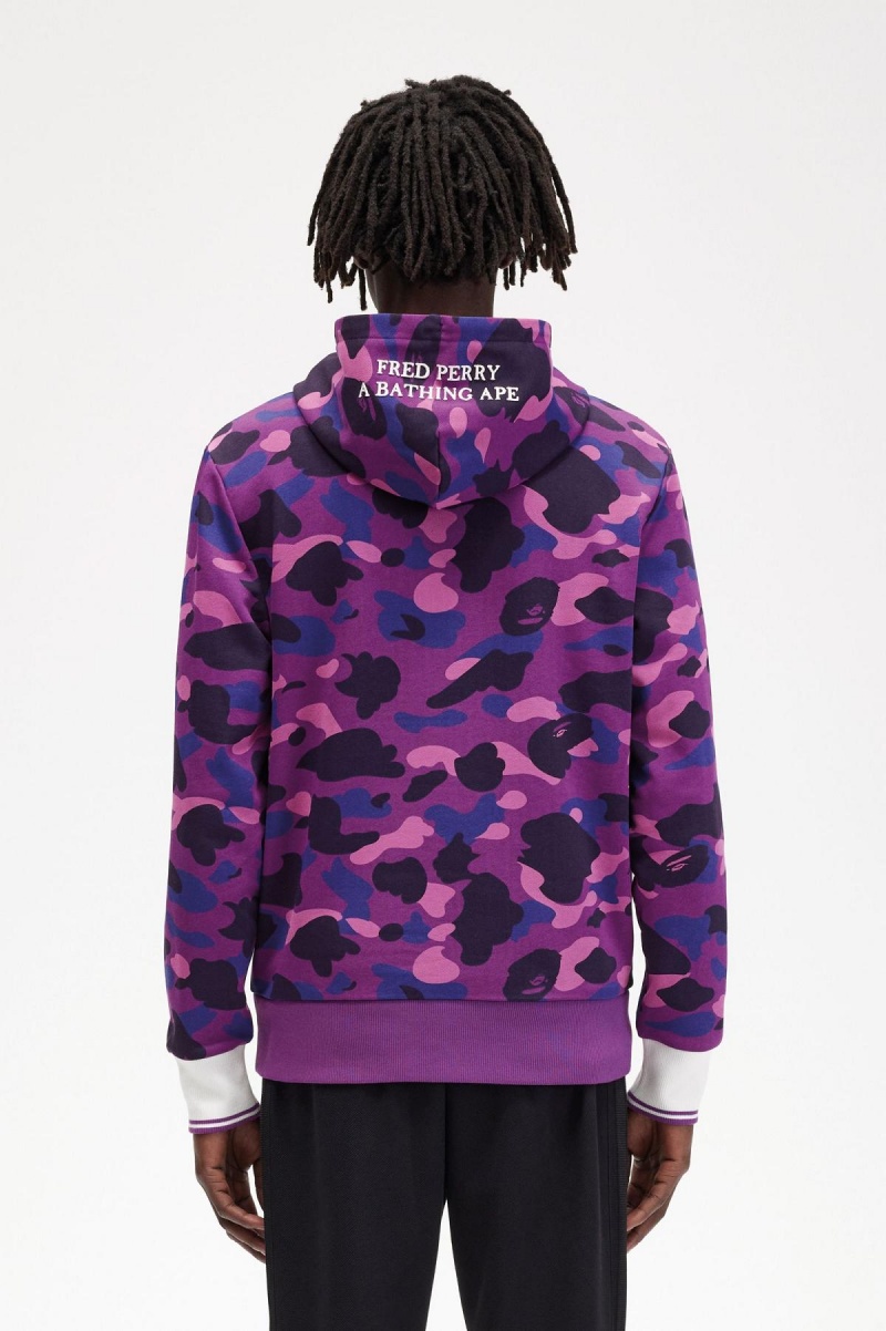 Fred Perry Camouflage Hooded Tröjor Herr Lila | TSEWZ89525