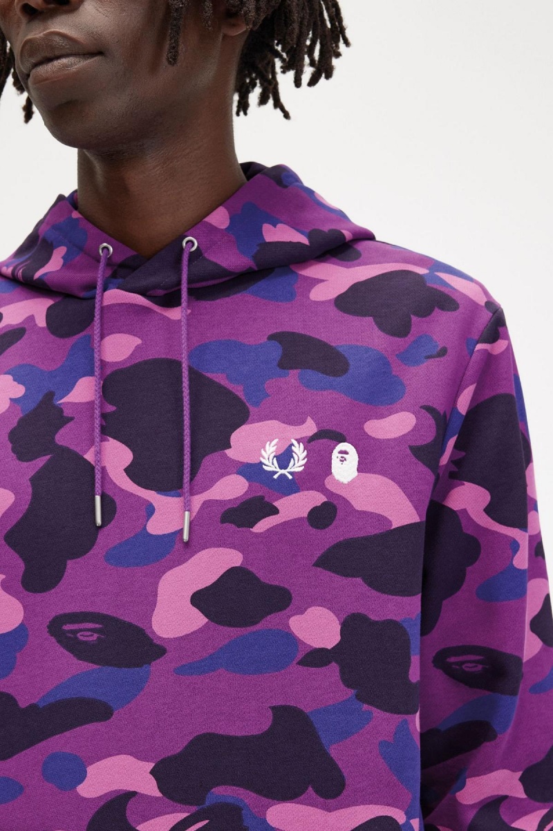 Fred Perry Camouflage Hooded Tröjor Herr Lila | TSEWZ89525