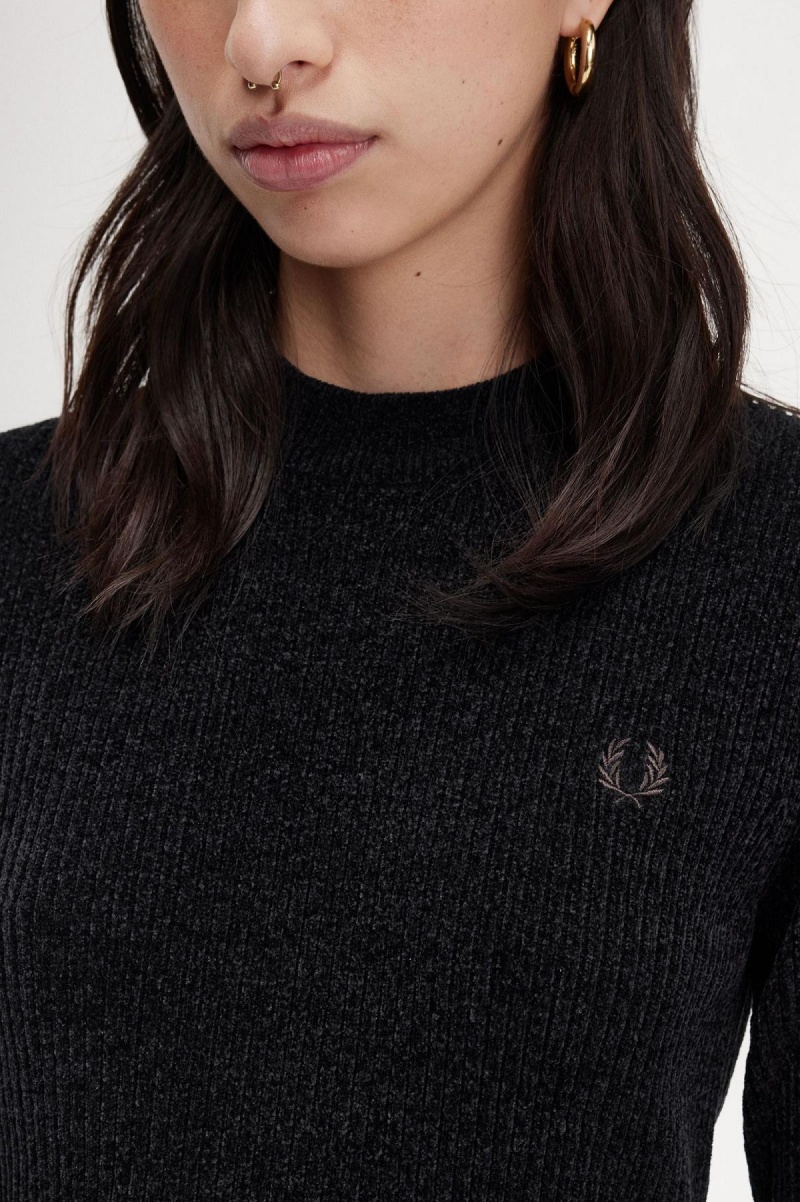 Fred Perry Chenille Rib Klänning Dam Svarta | TSEPQ90361