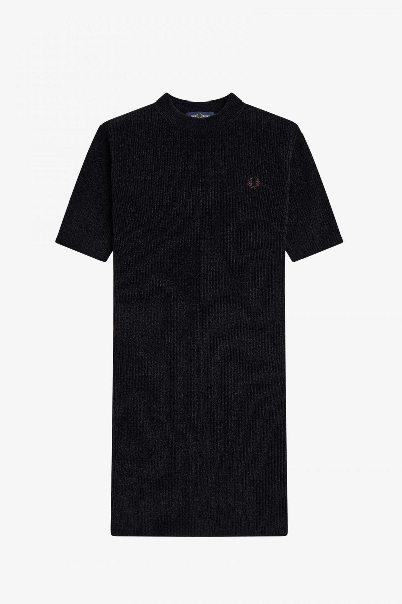 Fred Perry Chenille Rib Klänning Dam Svarta | TSEPQ90361