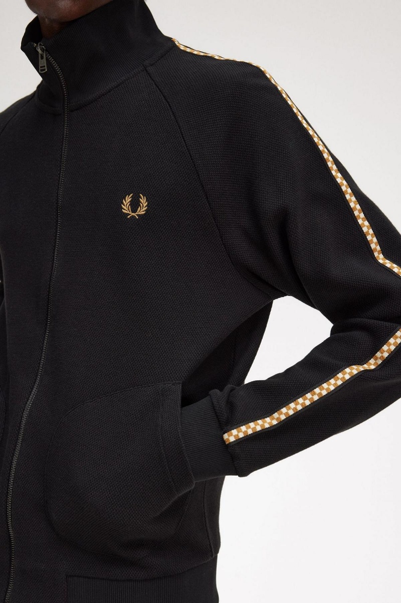 Fred Perry Chequerboard Tape Jacket Träningsoverall Herr Svarta | GSEEC82493