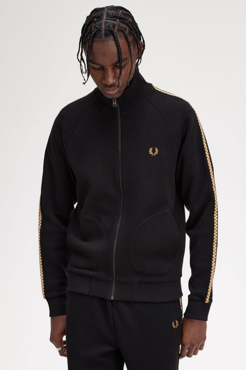 Fred Perry Chequerboard Tape Jacket Träningsoverall Herr Svarta | GSEEC82493