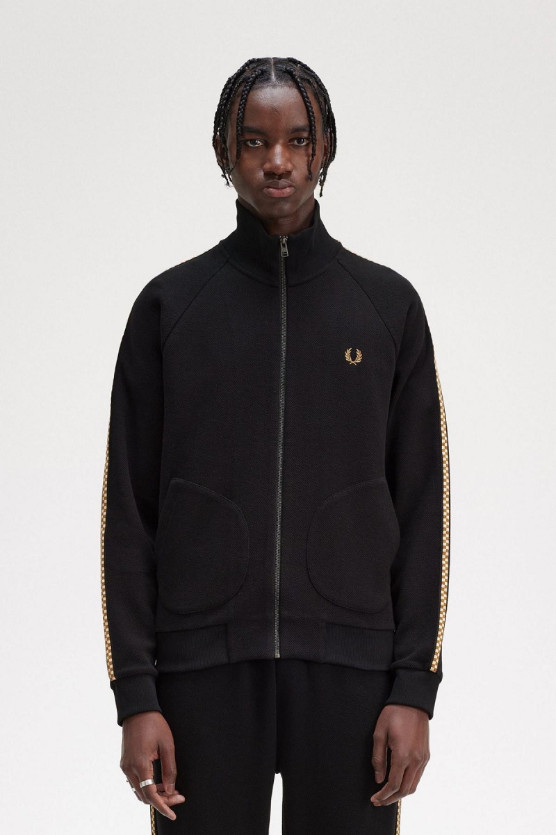 Fred Perry Chequerboard Tape Jacket Träningsoverall Herr Svarta | GSEEC82493