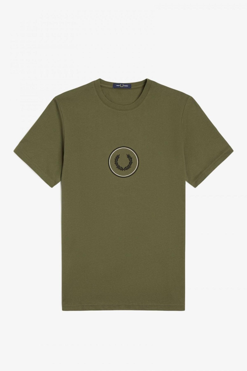 Fred Perry Circle Branding T-shirt Herr Gröna Svarta | SEEAH55248