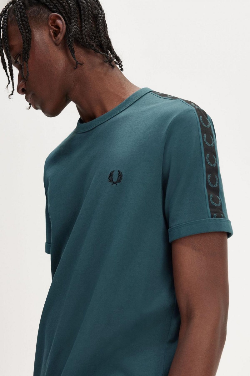 Fred Perry Contrast Tape Ringer T-shirt Herr Blå Svarta | SEJKU80164