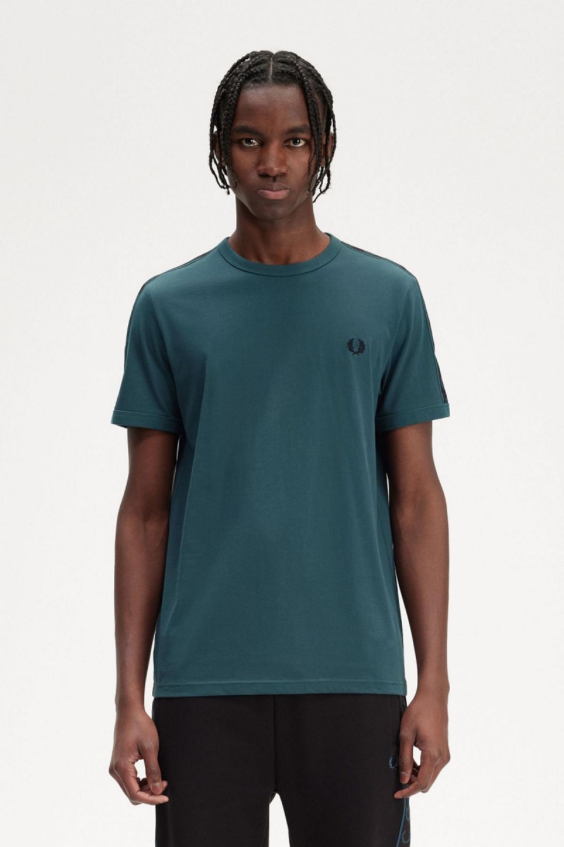 Fred Perry Contrast Tape Ringer T-shirt Herr Blå Svarta | SEJKU80164