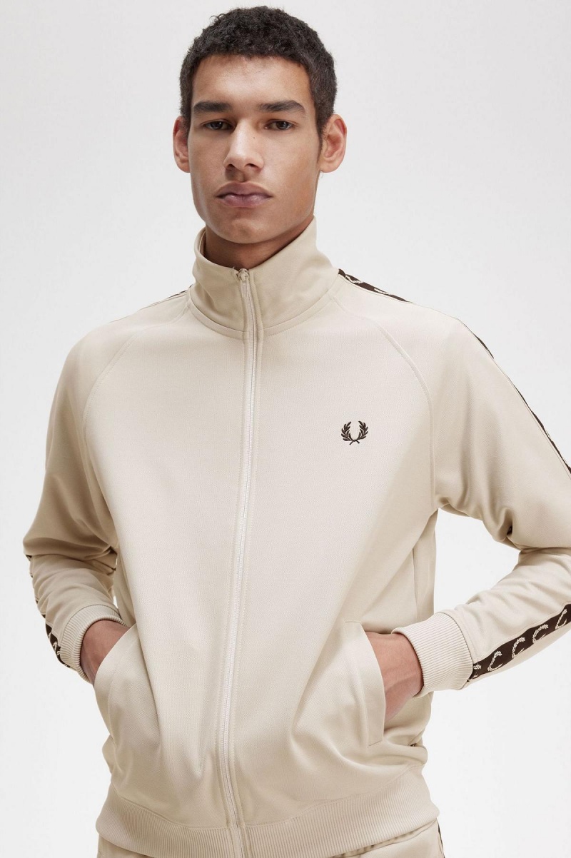 Fred Perry Contrast Tape Track Jacket Träningsoverall Herr Ljussvarta | USETG35387