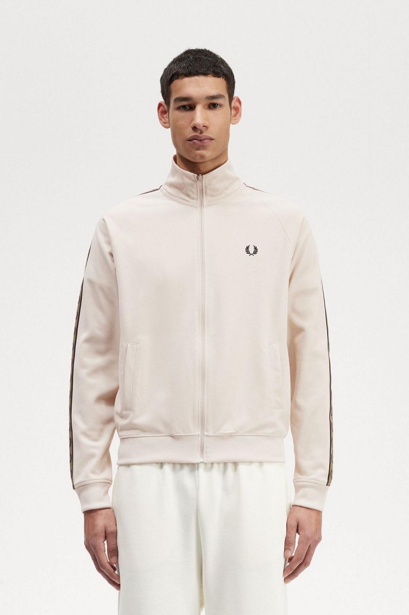 Fred Perry Contrast Tape Träningsjacka Herr Oatmeal / Shaded Stone | SEDYB97695