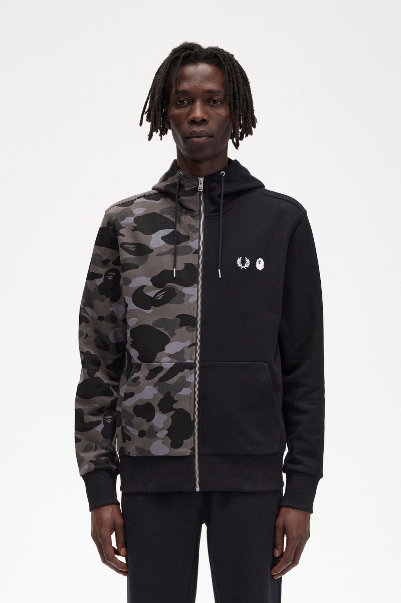 Fred Perry Contrast Zipped Hooded Tröjor Herr Svarta | SSENY86484