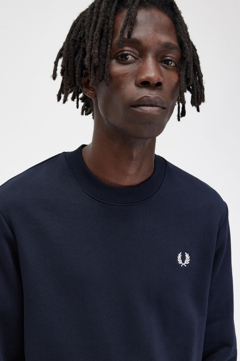 Fred Perry Crew Neck Sweatshirt Träningsoverall Herr Marinblå | SEXMI28624